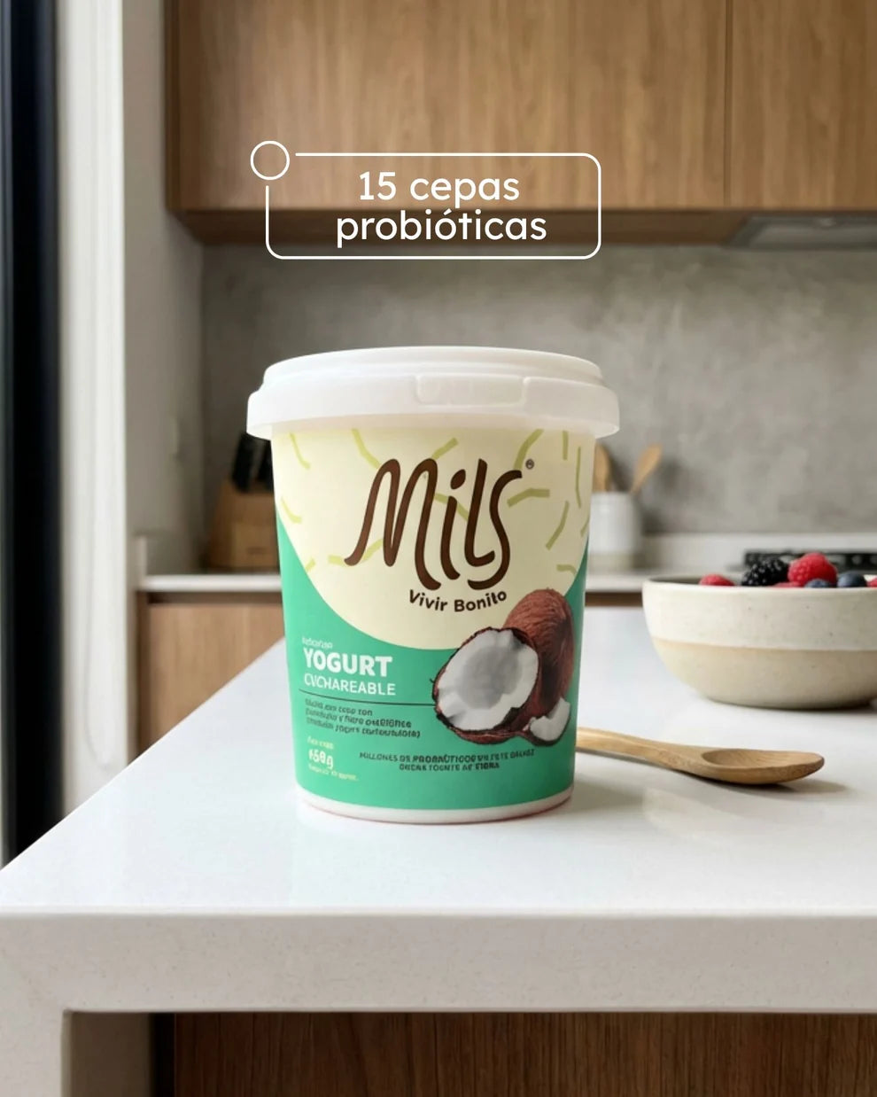 Bebida con coco con probióticos (Imitación Yogurt cuchareable) x 450g Mils
