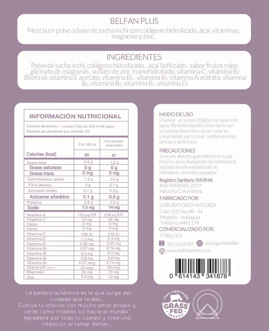 Colágeno Hidrolizado Belfan Açaí x 200g