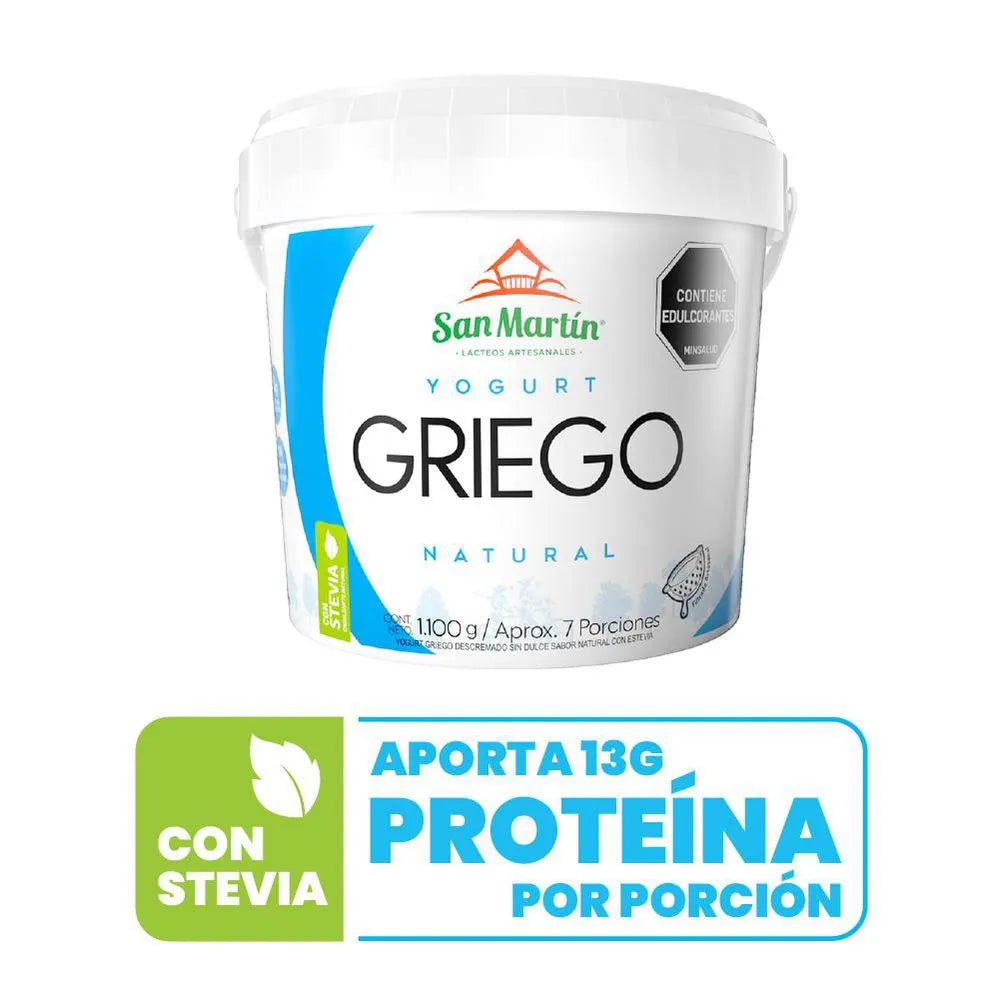 Yogurt Griego Natural Con Stevia San Martín x1100gr