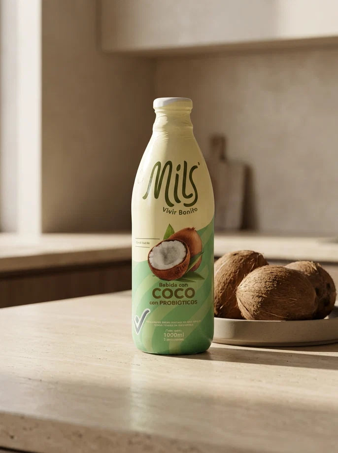 Bebida de coco probiótica sin endulzante 1000ml Mils