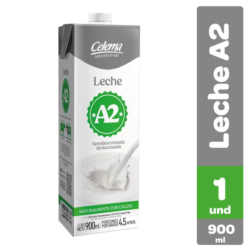 Leche deslactosada CELEMA a2 semidescremada (900 ml)
