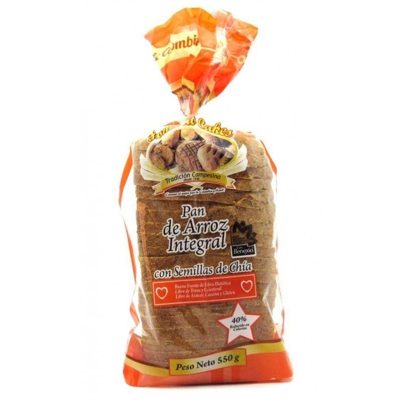 Pan Integral Tajado de Arroz con Chia x 550 gr
